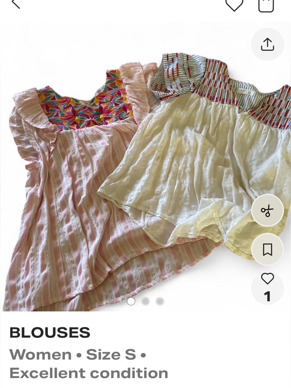 2 for 1 THML Summer Embroidered Yoke Boho Blouses — Pink & Cream